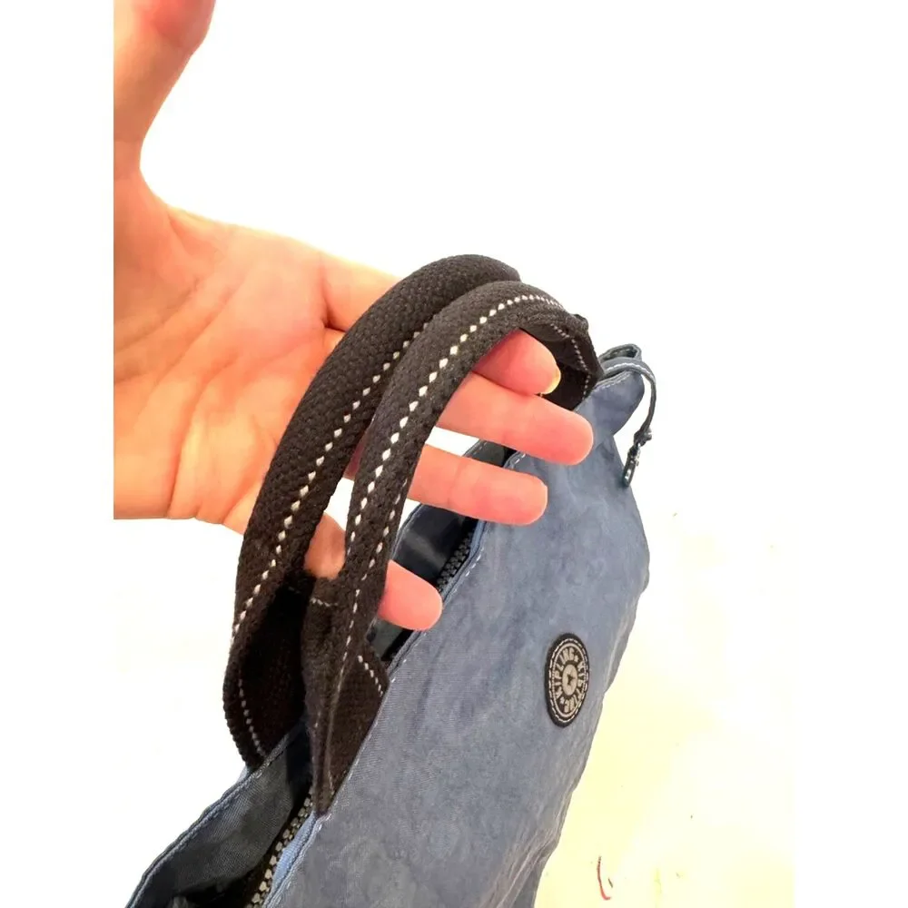 Kipling Inca Top Handle Nylon Bag Dusty Blue Top Zip